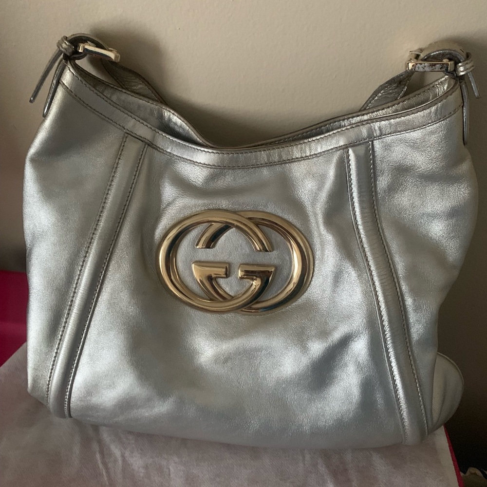 Silver Gucci hobo